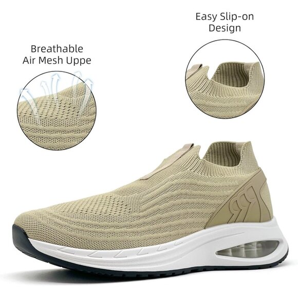 Dolphinslides Women Men Khaki Running AthleticTennis Lightweight Sport Sneakers - Picture 2 of 7